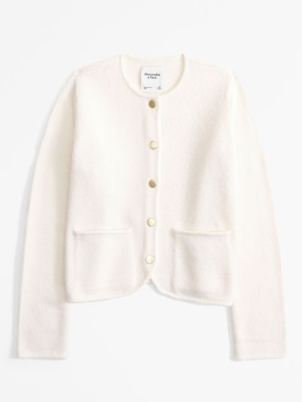 Abercrombie & Fitch Ivory Knit Sweater Jacket Button-Front - Size Large